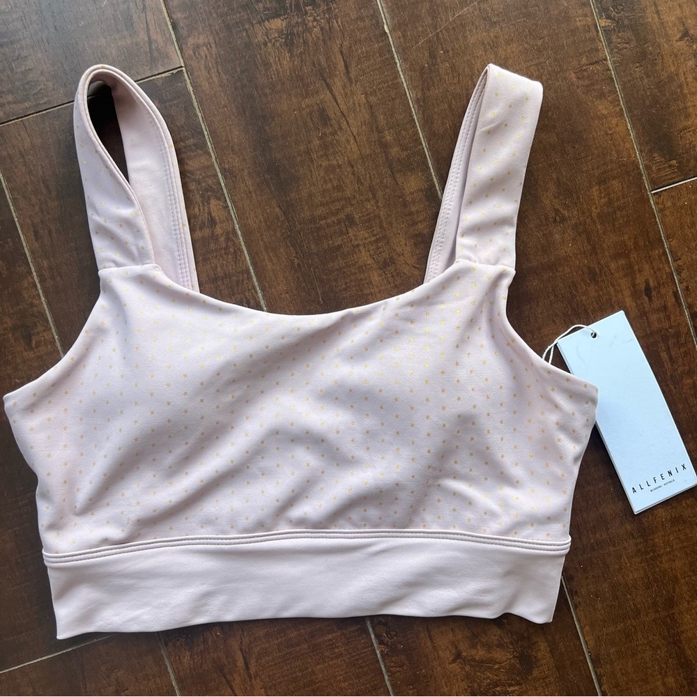 ALLFENIX Twilight Blush Gold Metallic Swiss Dot Sports Bra Medium
